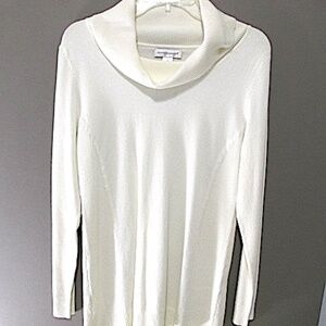 NWT Ivory Cowl Neck Rib-Knit Sweater, Size M
